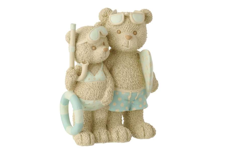 BEAR BEACH GIRL + BOY POLYRESIN BEIGE/LIGHT BLUE