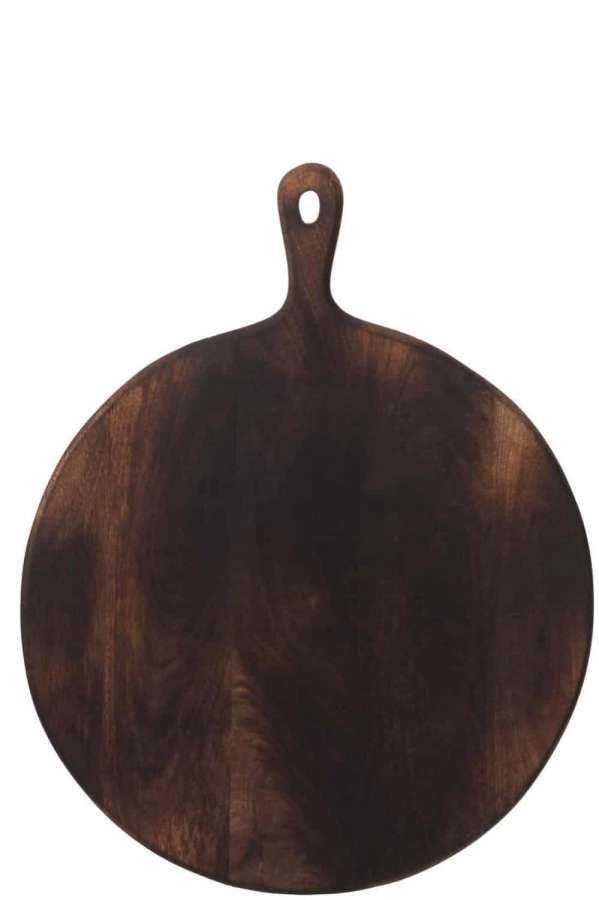 CHOPPING BOARD ROUND WOOD DARK BROWN LARGE