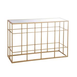 CONSOLE BARS METAL/GLASS GOLD