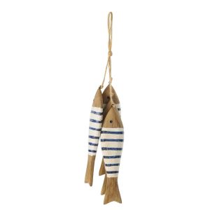 HANGER 4 FISH PAULOWNIA WOOD BLUE/WHITE LARGE