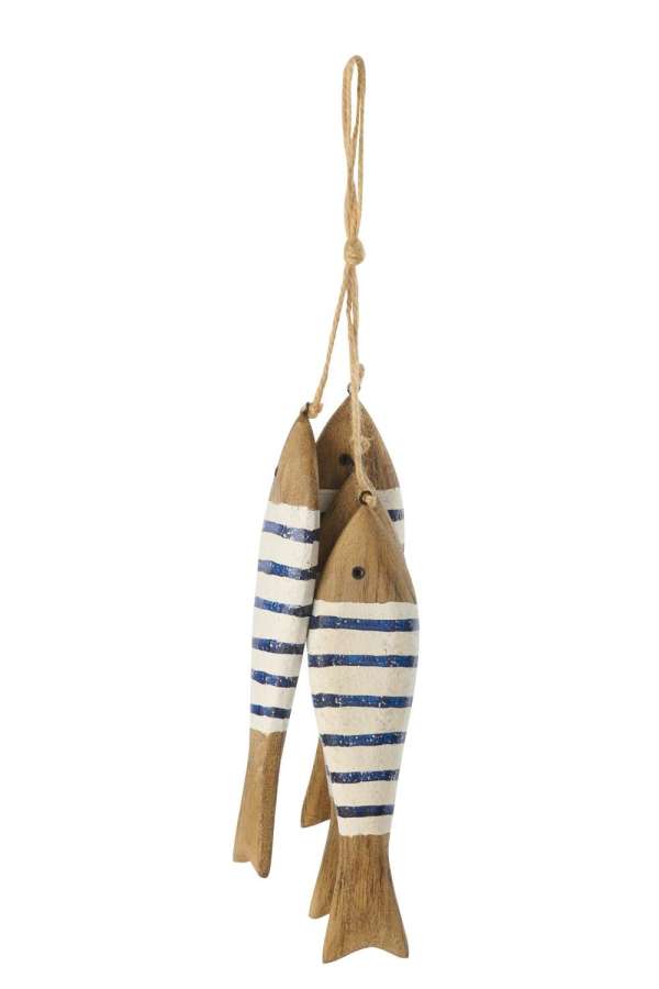 HANGER 4 FISH PAULOWNIA WOOD BLUE/WHITE LARGE