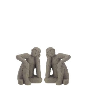 SET OF 2 BOOKEND SITTING CEMENT GREY LARGE