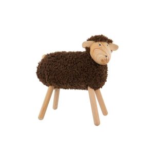 SHEEP DECORATIVE BEECH WOOD/FAUX FUR NATURAL/DARK BROWN LARGE