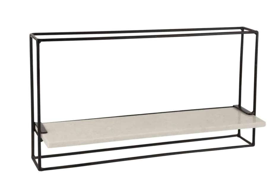 WALL RACK 1PLANK IRON/MARBLE BLACK/WHITE LARGE