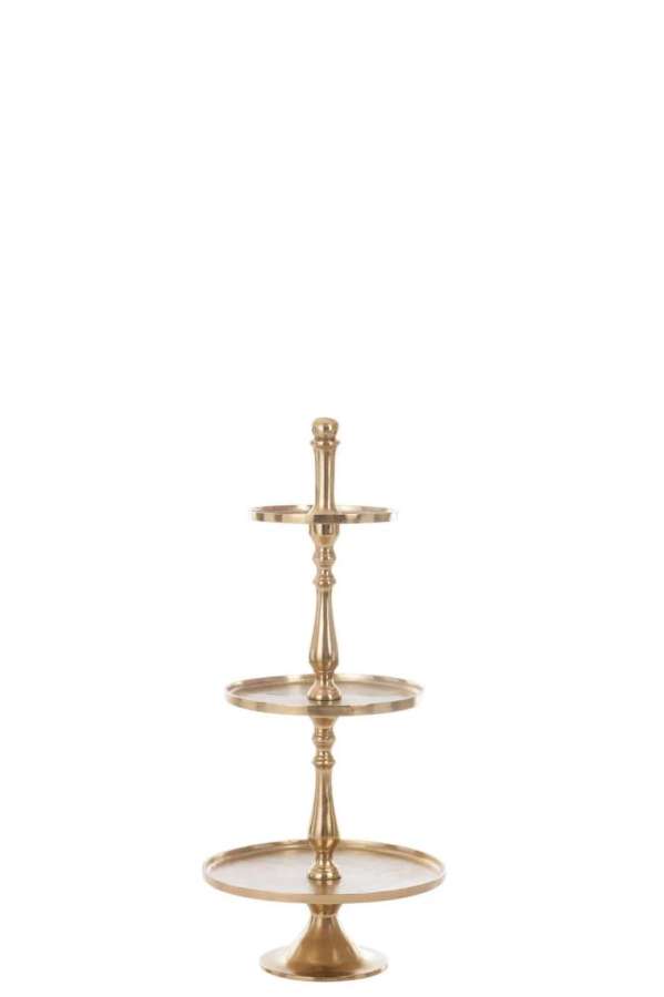 TRAY 3 LEVELS ROUND ALUMINIUM GOLD