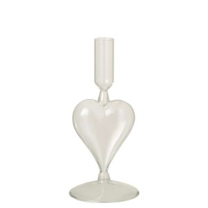 CANDLE HOLDER HEART GLASS TRANSPARENT