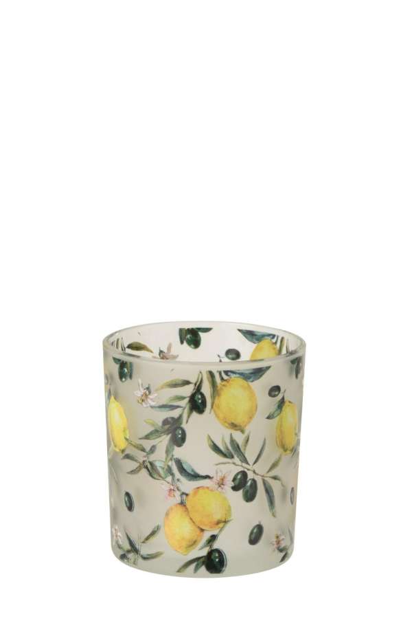TEALIGHT HOLDER LEMONS GLASS YELLOW/TRANSPARENT SMALL