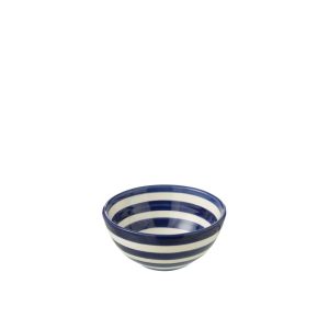 BOWL GRANADA STRIPES HIGH CERAMIC WHITE/COBALTO BLUE SMALL