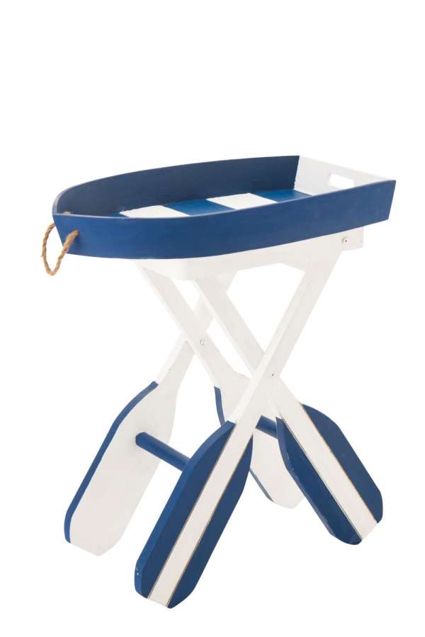 SIDE TABLE BOAT STRIPED MDF BLUE/WHITE