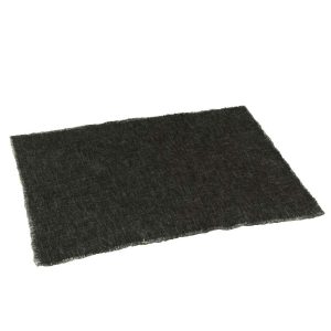 PLACEMAT RECTANGLE+FRAYED EDGES LINEN/COTTON BLACK