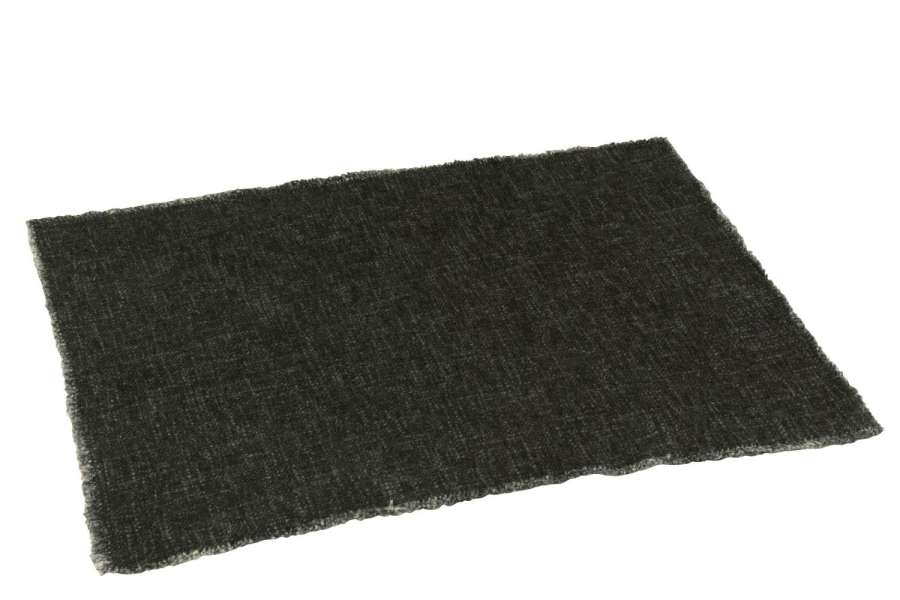 PLACEMAT RECTANGLE+FRAYED EDGES LINEN/COTTON BLACK