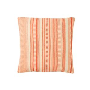 CUSHION STRIPED COTTON ECRU/DARK ORANGE