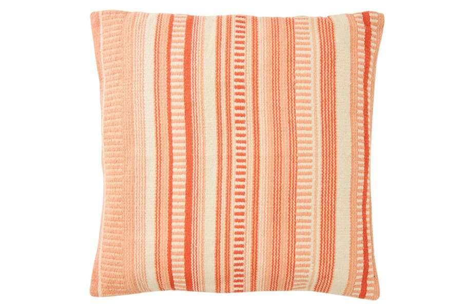 CUSHION STRIPED COTTON ECRU/DARK ORANGE