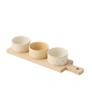 TAPAS SERVICE 3 SETS+WOOD TRAY WINDOWBOX CREAM/WHITE