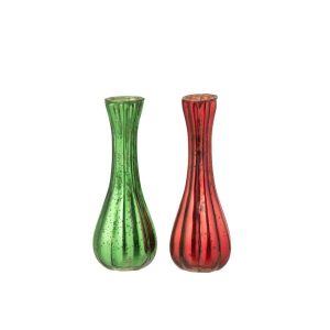 VASE SOLIFLORE GLASS RED/GREEN LARGE ASSORTMENT OF 2