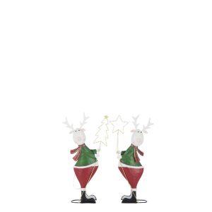 REINDEER LED STAR+TREE METAL MULTICOLORED SMALL ASSORTMENT OF 2