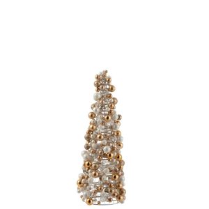 CONE MINI CHRISTMAS BAUBLES ECRU/GOLD SMALL