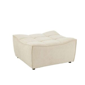 OTTOMAN GRID POPLAR WOOD/FOAM BEIGE