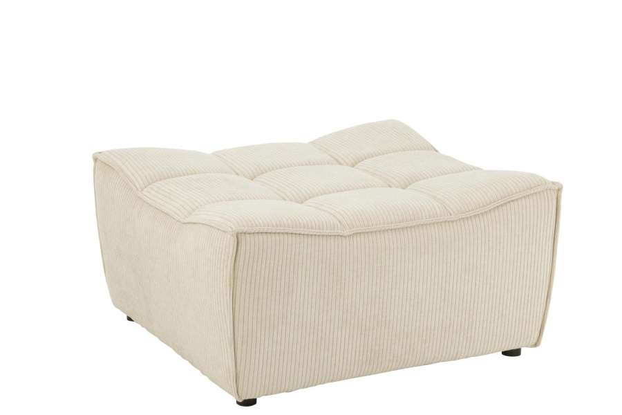 OTTOMAN GRID POPLAR WOOD/FOAM BEIGE