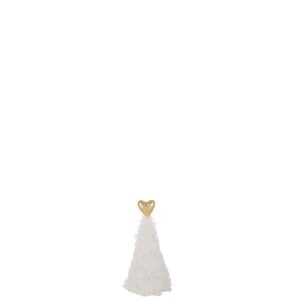 CHRISTMAS TREE GOLD HEART POLYESTER WHITE/GOLD COLORED EXTRA SMALL