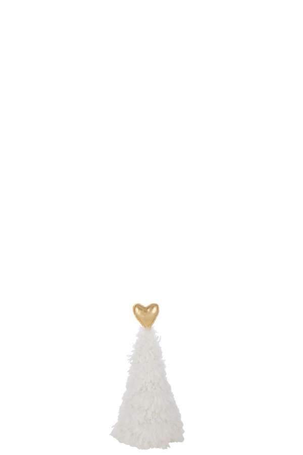 CHRISTMAS TREE GOLD HEART POLYESTER WHITE/GOLD COLORED EXTRA SMALL