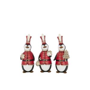 PENGUIN CHRISTMAS POLYRESIN MULTICOLORED LARGE ASSORTMENT OF 3