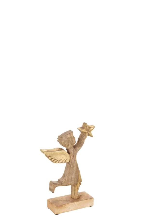ANGEL+STAR MANGO WOOD ALUMINIUM NATURAL/GOLD SMALL