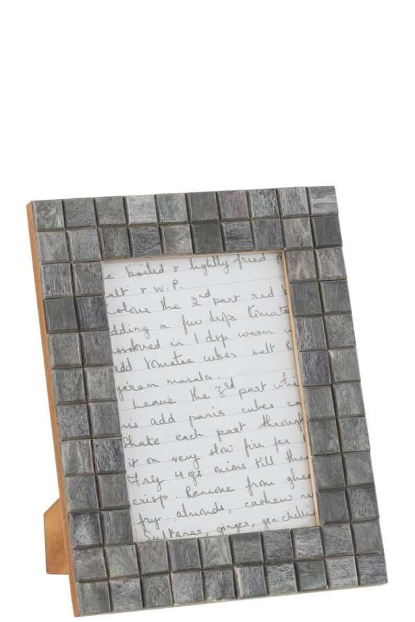 PHOTOFRAME PATTERN SQUARE 13X18 WOOD/HORN GREY L 19X24CM