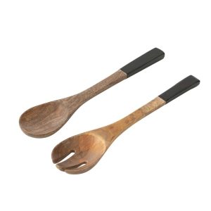 SET OF 2 SALAD SERVER MANGO WOOD BLACK/NATURAL