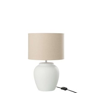 LAMP MELI + SHADE CERAMIC LINEN WHITE SMALL