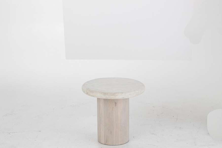 SIDE TABLE ROUND MARBLE OFF-WHITE SMALL