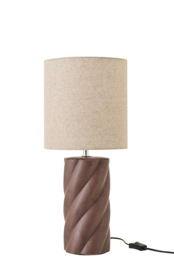 TABLE LAMP SWIRL CERAMIC DARK BROWN/NATURAL LARGE