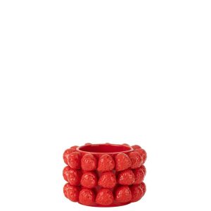 FLOWERPOT STRAWBERRIES CERAMIC RED SMALL