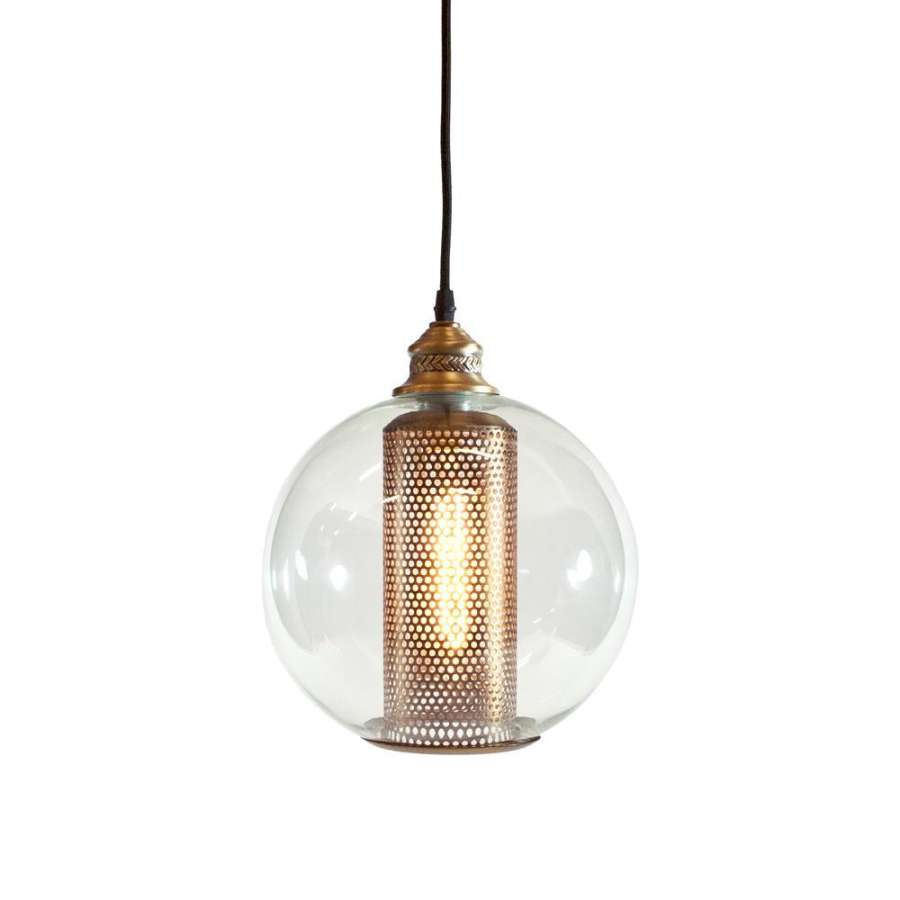 Lampe Tak Rør Klart Glass/Metall 25X32Cm