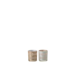 TEALIGHT HOLDER HALF MOON GLASS MIX SMALL ASSORTMENT OF 2
