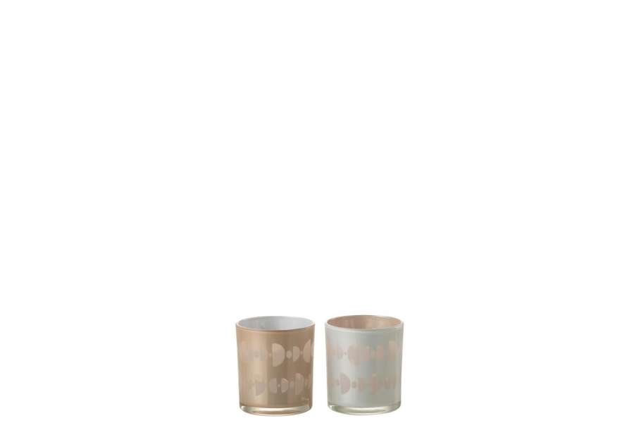 TEALIGHT HOLDER HALF MOON GLASS MIX SMALL ASSORTMENT OF 2