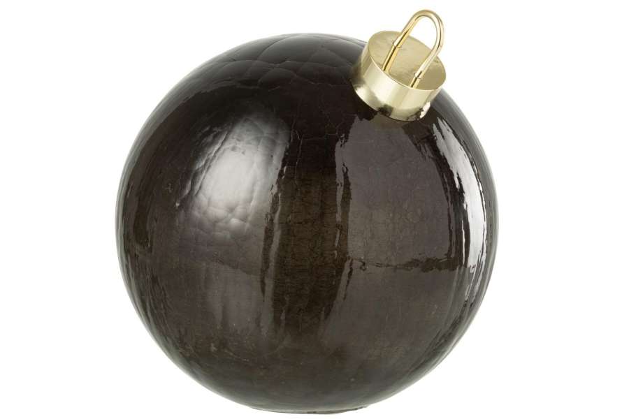 CHRISTMAS BAUBLE LED GLASS BLACK LARGE