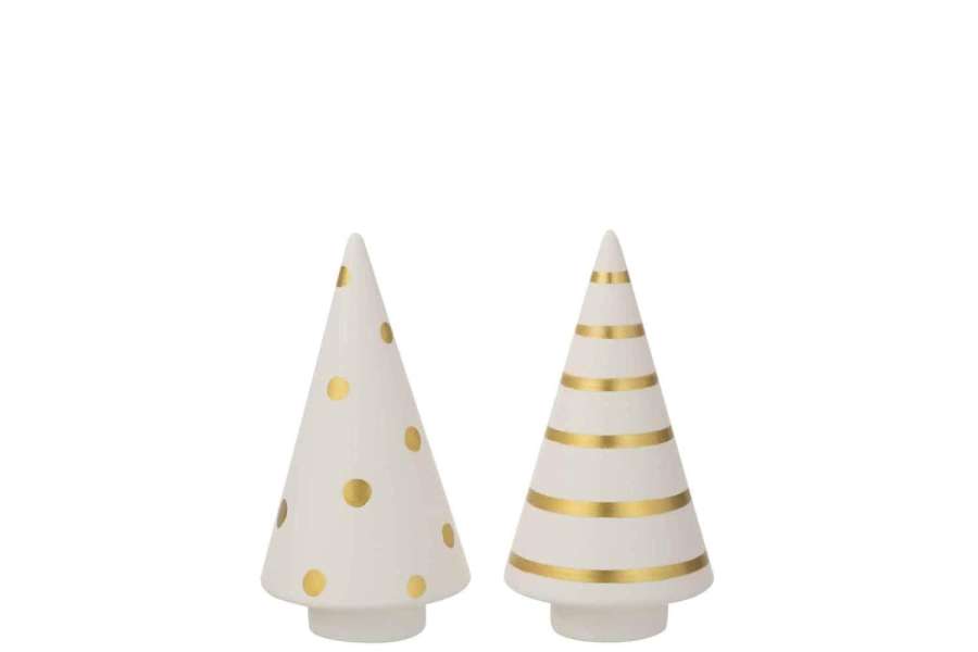 TREE CERAMIC DOTS/STRIPES GOLD/WHITE MEDIUM ASS2