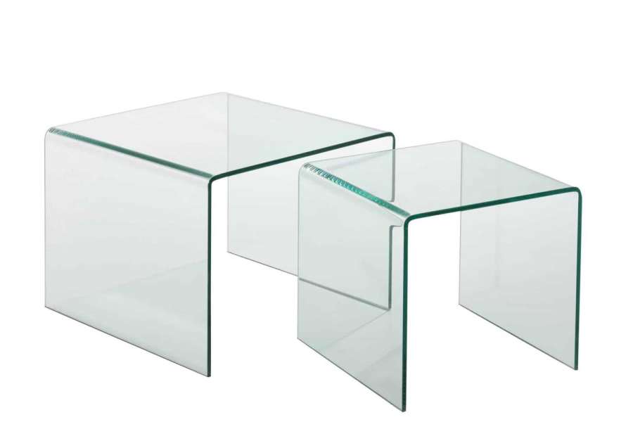 SET VAN 2 SIDETABLE GLASS TRANSPARANT