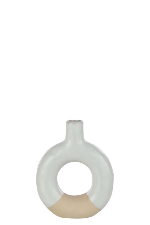 VASE CIRCLE PORCELAIN WHITE/BEIGE SMALL