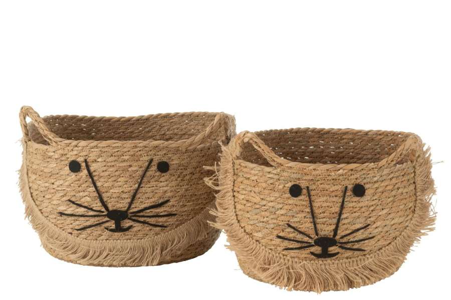 SET OF 2 BASKETS KITTY REED NATURAL/BLACK