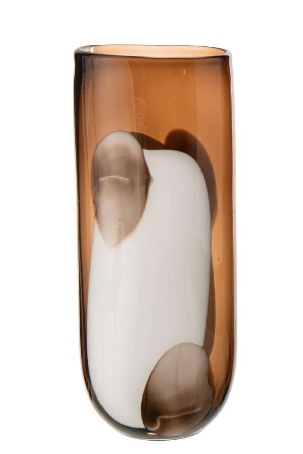 VASE MONA GLASS TRANSPARENT/BROWN LARGE