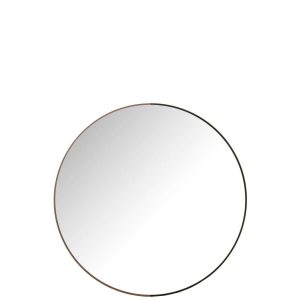 MIRROR ROUND METAL/WOOD BLACK LARGE