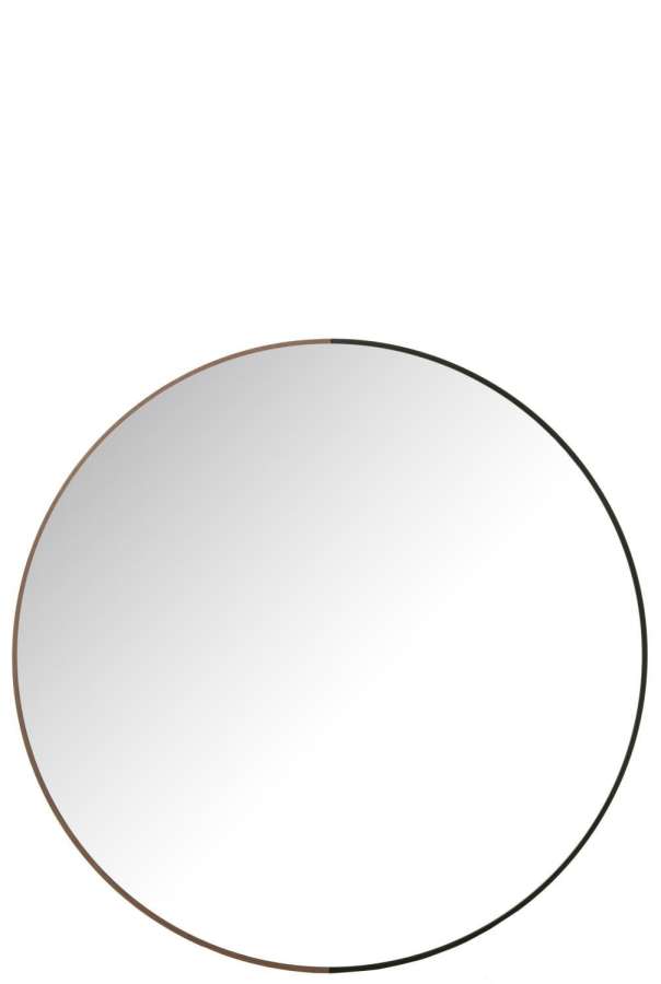 MIRROR ROUND METAL/WOOD BLACK LARGE