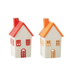 TEELICHTHLATER HOUSE DOLOMITE ORANGE/RED ASSORTMENT OF 2