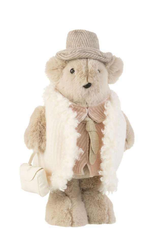 BEAR TIE BAG TEXTILE BEIGE LARGE