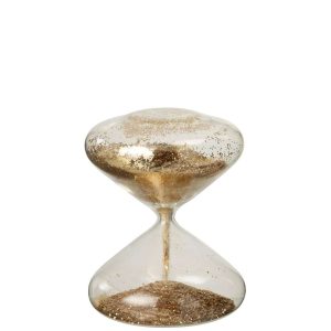 HOURGLASS GLITTERS GLASS GOLD COLORED