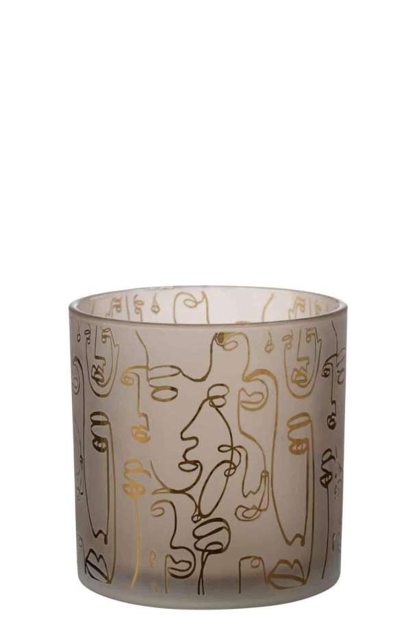 HURRICANE HAPPY FACES GLASS  BEIGE LARGE