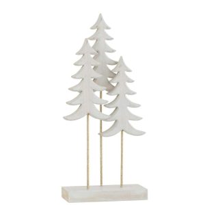 CHRISTMAS TREES ON FOOT 3 PIECES WOOD WHITE/GOLD LARGE