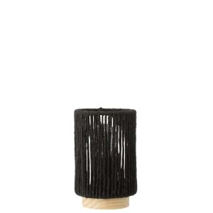 TABLE LAMP LED CYLINDRICAL METAL/COTTON BLACK SMALL